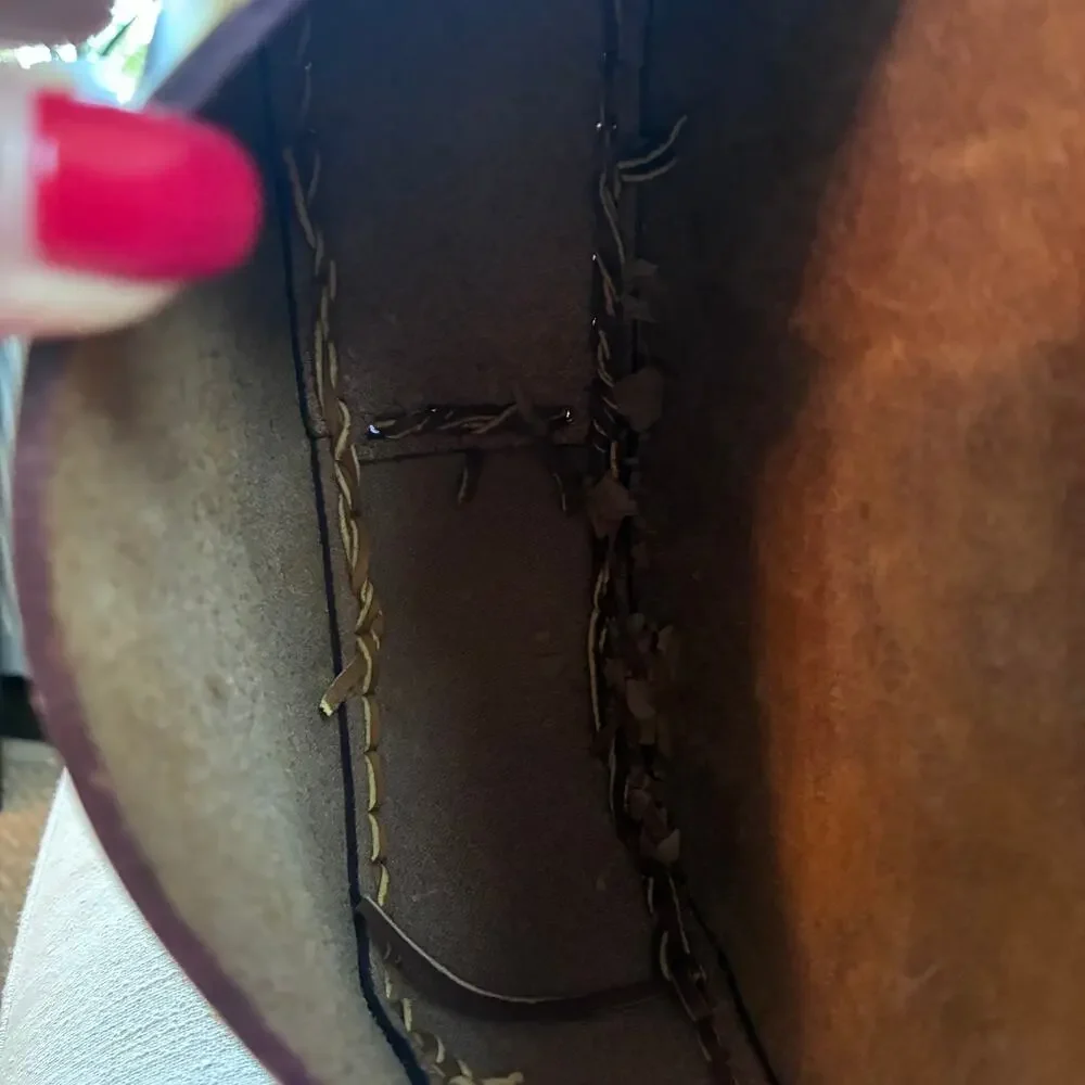 Vintage Handmade Brown Leather Saddle Bag Crossbody | Boho Western Artisan Purse - Picture 9 of 16
